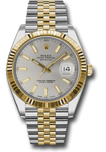 2025 - Rolex Steel and Yellow Gold Rolesor Datejust 41 Watch - Fluted Bezel - Silver Index Dial - Jubilee Bracelet - 126333 sij