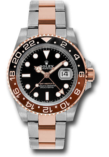 2023 Rolex Everose Rolesor GMT-Master II 40 Watch - Black And Brown Root Beer Bezel - Black Dial - Oyster Bracelet - 126711CHNR bk
