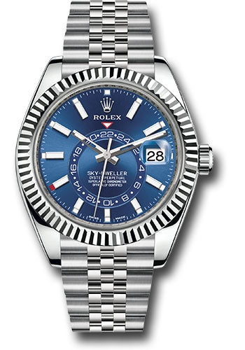 2026 - Rolex Oyster Perpetual White Rolesor Sky-Dweller Watch - Blue Index Dial - Jubilee Bracelet - 326934 blij