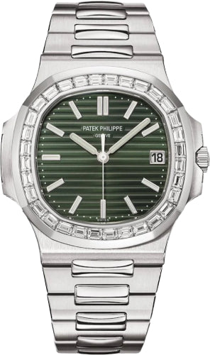 Patek Philippe Nautilus Date Sweep Seconds Stainless Steel Diamonds Green Dial - 5711/1300A-001 (online)