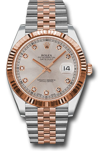 Rolex Steel and Everose Rolesor Datejust 41 Watch - Fluted Bezel - Sundust Diamond Dial - Jubilee Bracelet - 126331 sudj - 2022