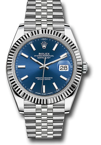 2023 - Rolex Steel and White Gold Rolesor Datejust 41 Watch - Fluted Bezel - Blue Index Dial - Jubilee Bracelet - 126334 blij