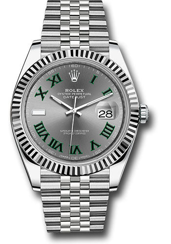 2023 - Rolex Steel "Wimbeldon" Datejust 41 Watch - Fluted Bezel - Slate Green Roman Dial - Jubilee Bracelet - 126334 slgrj