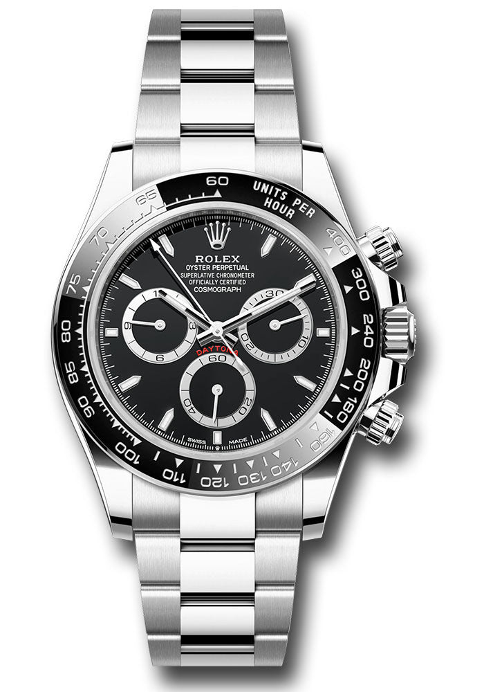 2026 - Rolex Oystersteel Cosmograph Daytona Watch - Black Cerachrom Bezel - Black Index Dial - Oyster Bracelet - 126500ln bkio