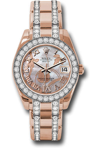Rolex Everose Gold Datejust Pearlmaster 34 Watch - 32 Diamond Bezel - Goldust Dream Roman Dial - 81285 gdddrdp