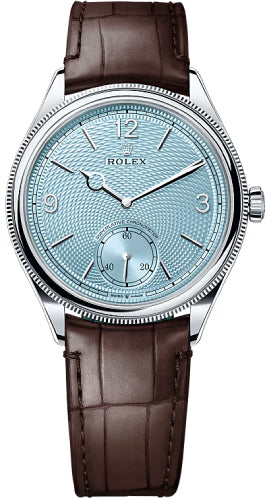 Rolex 1908 39mm Ice-Blue Dial Divided Bezel Leather Strap - 52506 | 2026 Model